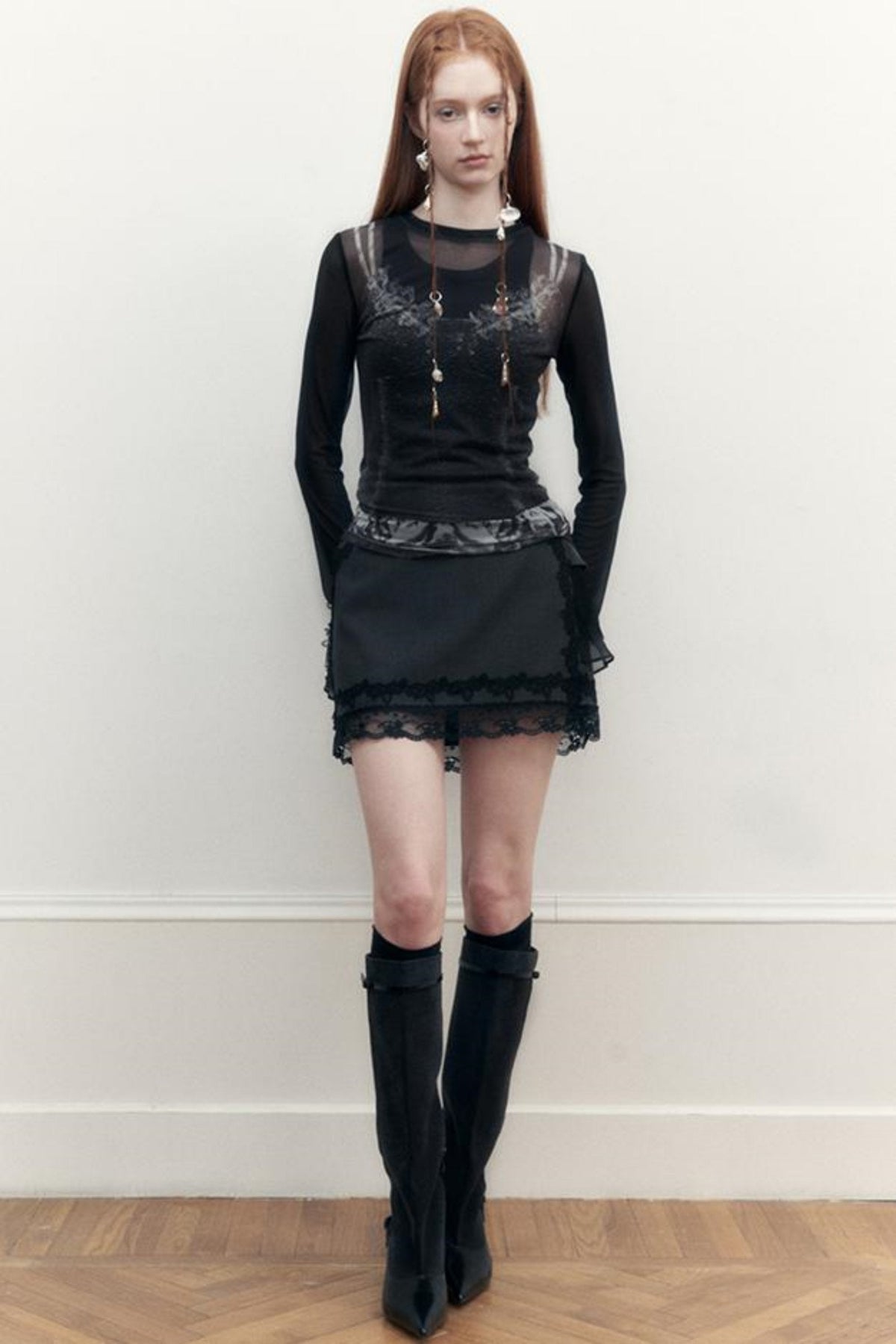 Lace Shadow Long Sleeve Tee