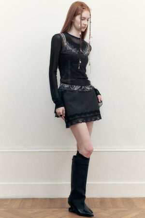 Lace Shadow Long Sleeve Tee