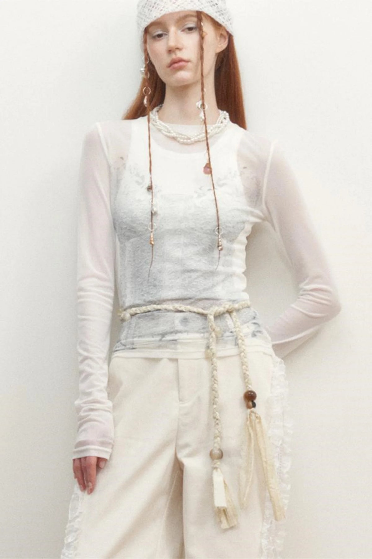 Lace Shadow Long Sleeve Tee