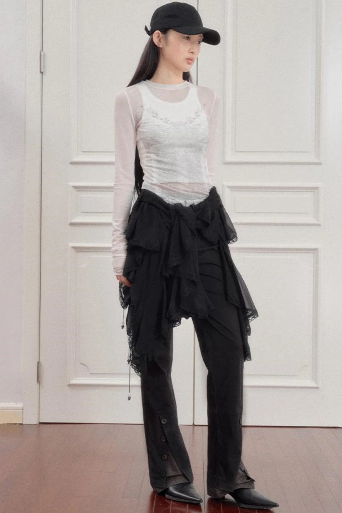Lace Shadow Long Sleeve Tee