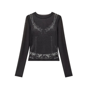 Lace Shadow Long Sleeve Tee