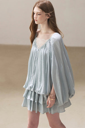 Lace Shawl Tiered Dress and Leggings Set-Up