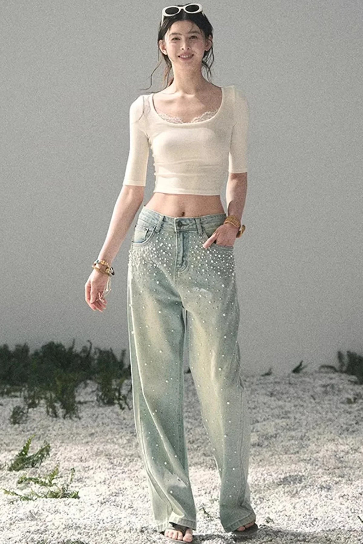 Lace Slim-Fit Cropped Top