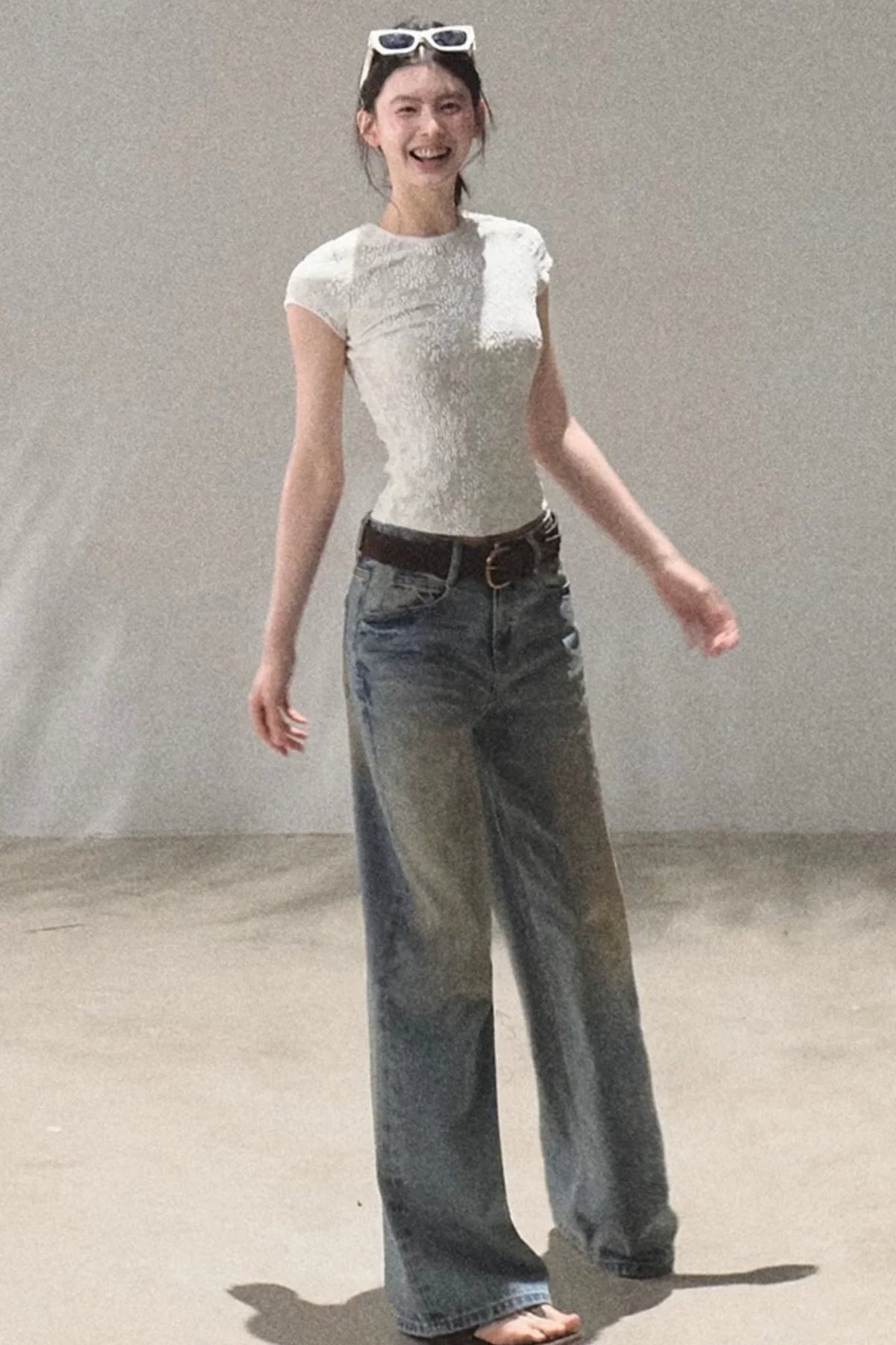 Lace Splice Short Sleeve Top