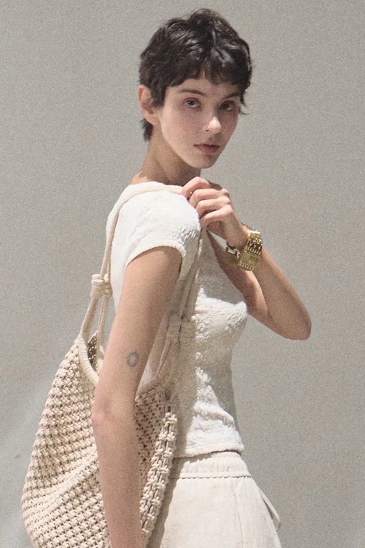 Lace Splice Short Sleeve Top