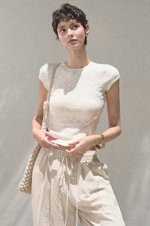 Lace Splice Short Sleeve Top
