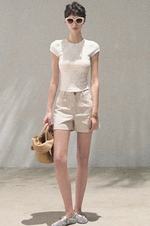 Lace Splice Short Sleeve Top