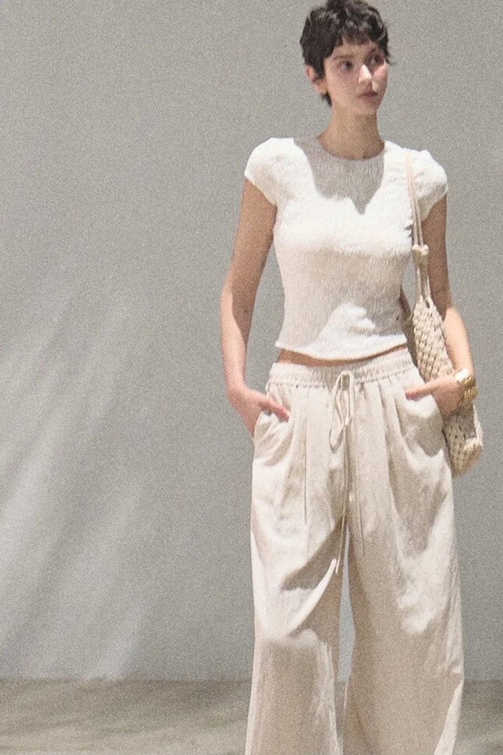 Lace Splice Short Sleeve Top