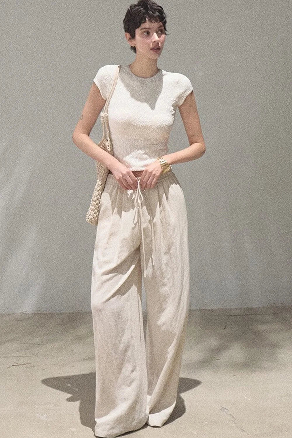 Lace Splice Short Sleeve Top