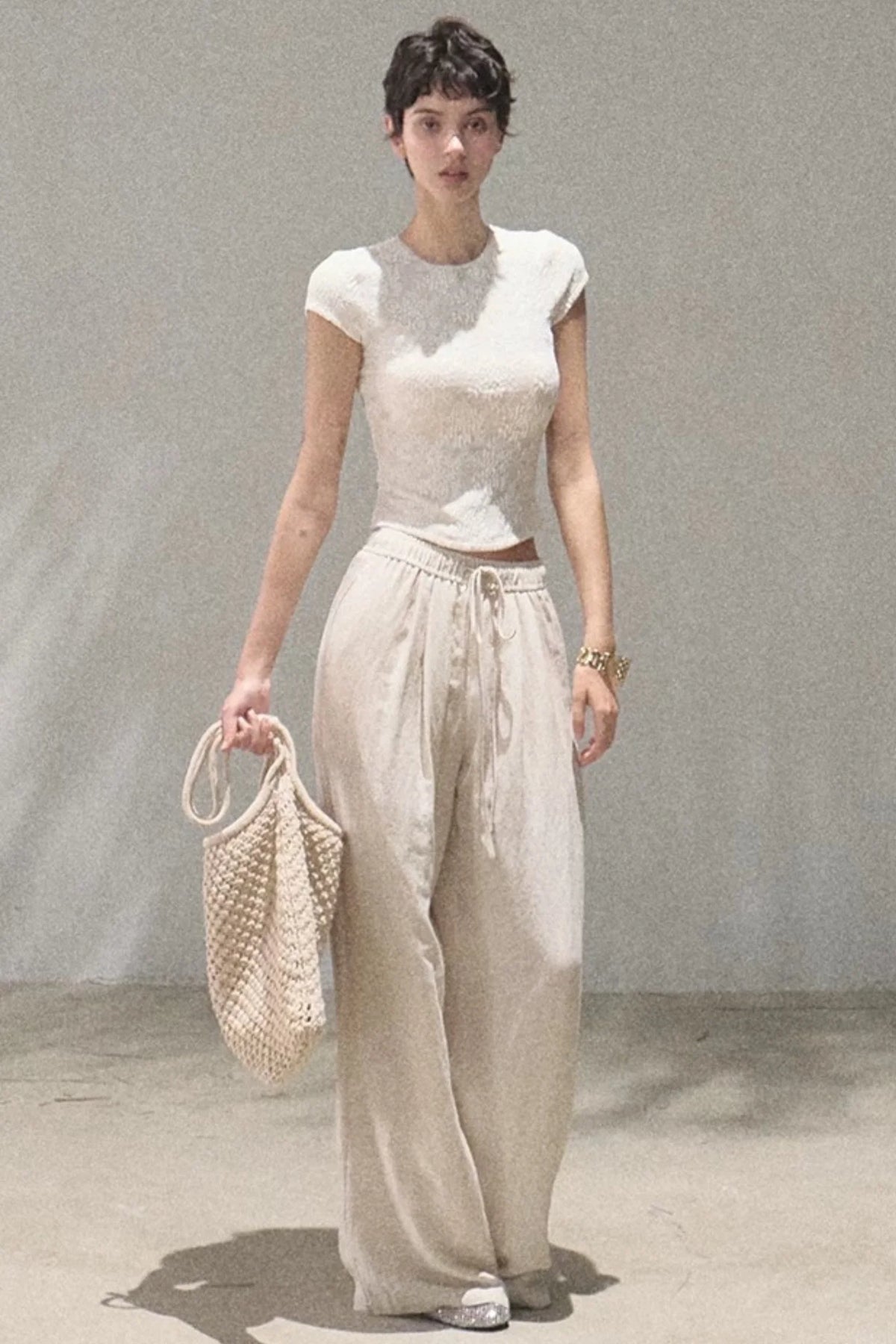 Lace Splice Short Sleeve Top