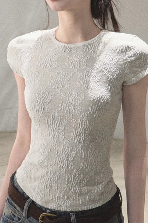 Lace Splice Short Sleeve Top