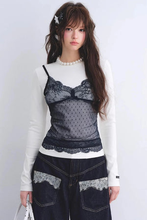 Lace Spliced Vintage Top