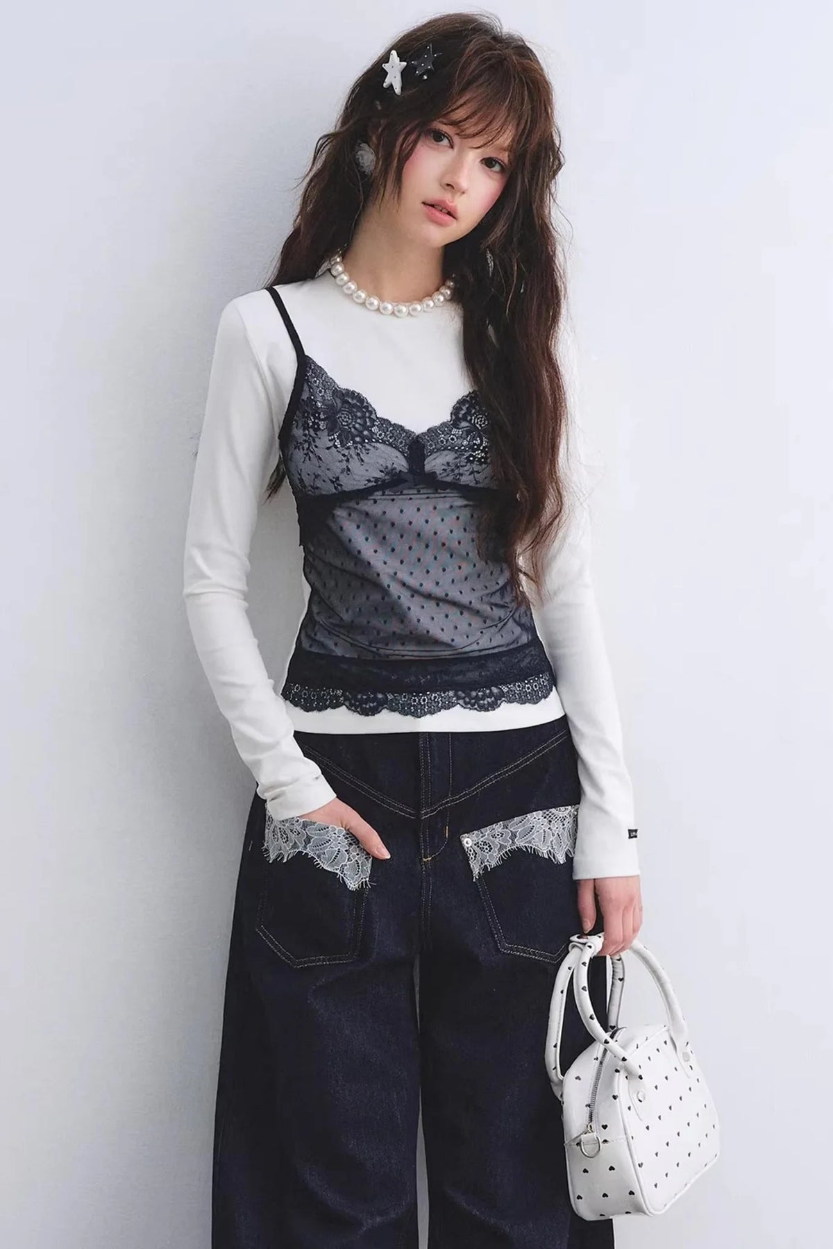 Lace Spliced Vintage Top