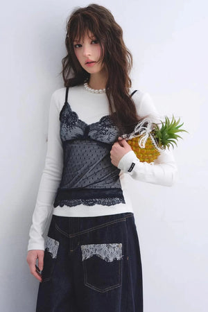 Lace Spliced Vintage Top