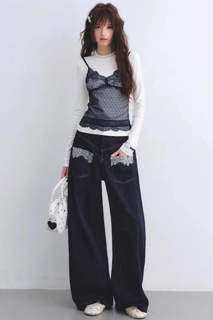 Lace Spliced Vintage Top