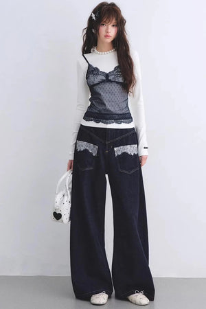 Lace Spliced Vintage Top