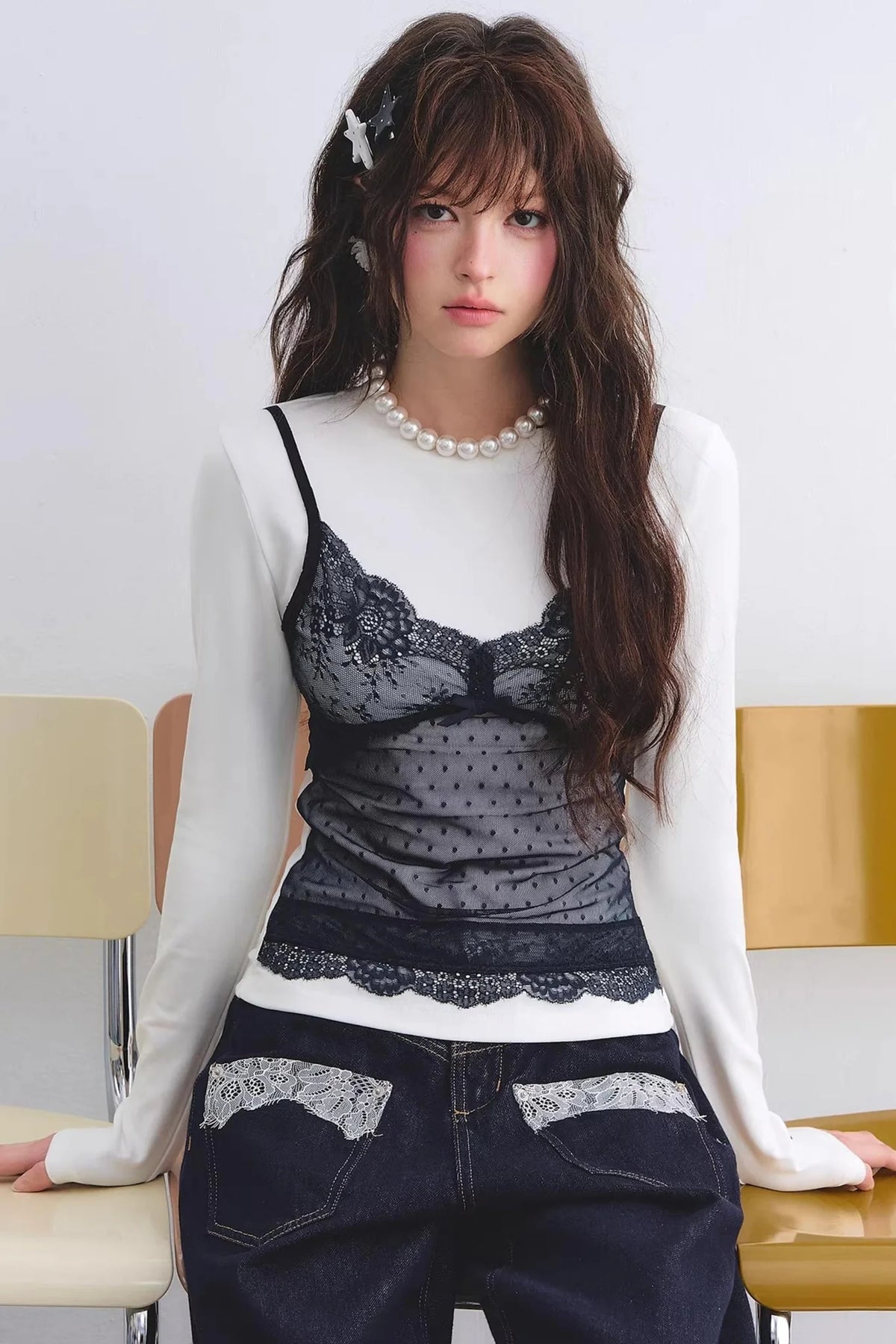 Lace Spliced Vintage Top