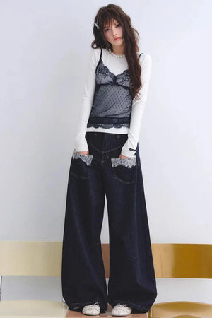 Lace Spliced Vintage Top