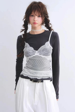 Lace Spliced Vintage Top