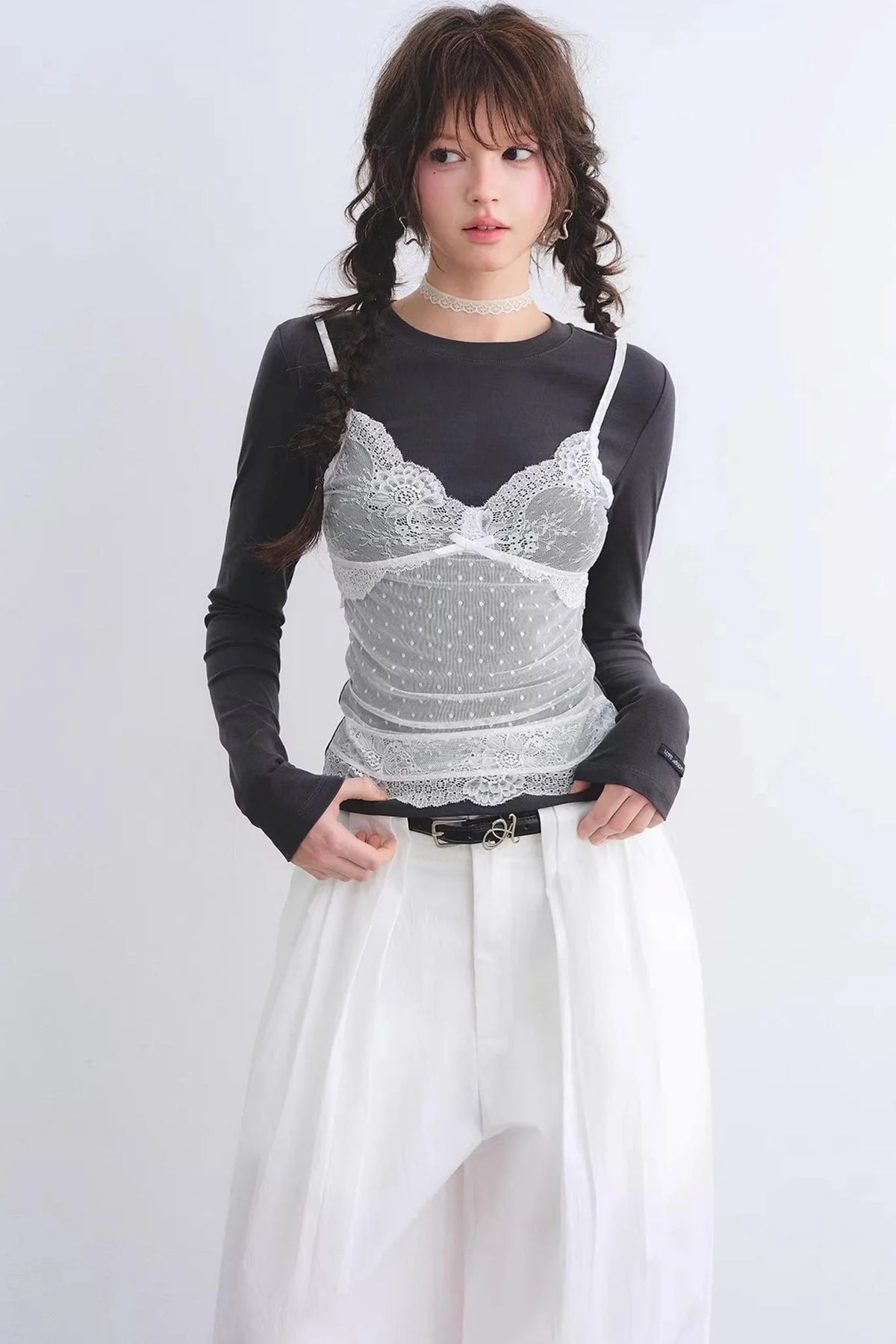 Lace Spliced Vintage Top