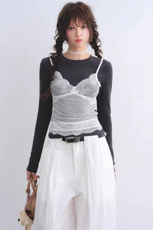 Lace Spliced Vintage Top