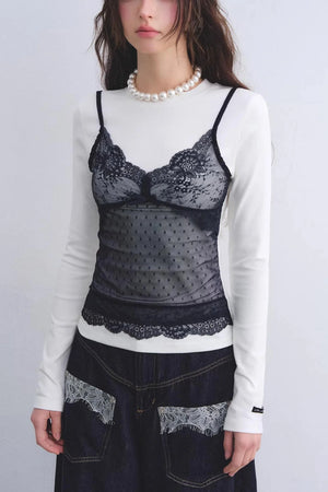 Lace Spliced Vintage Top