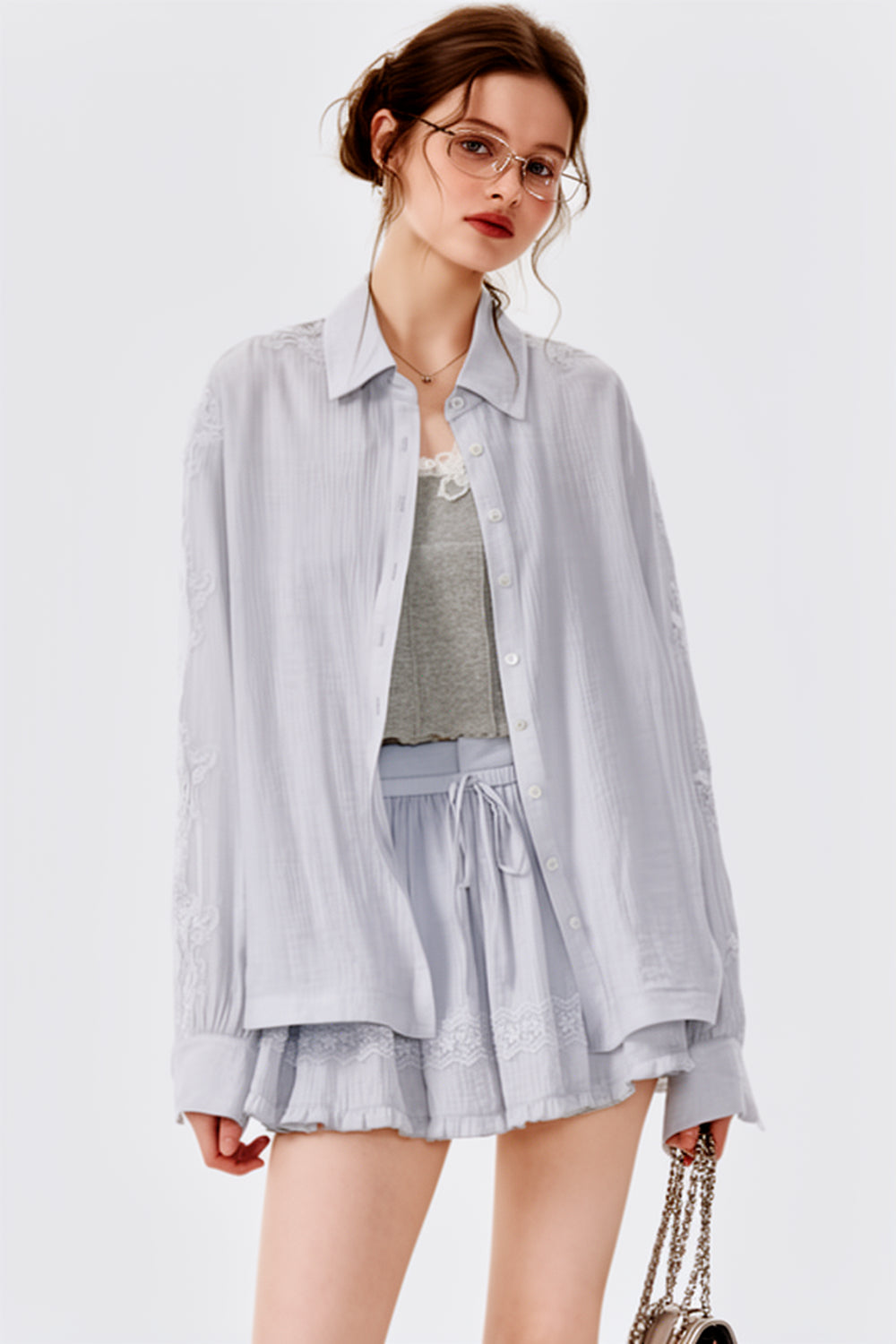Lace Splicing Summer Shirt Set-Up