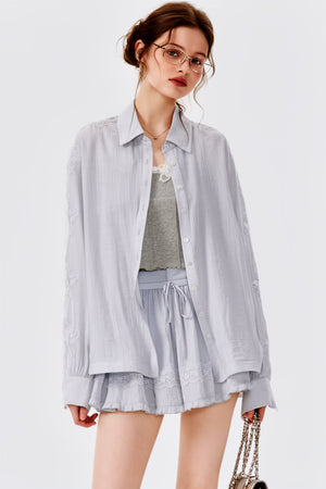 Lace Splicing Summer Shirt Set-Up
