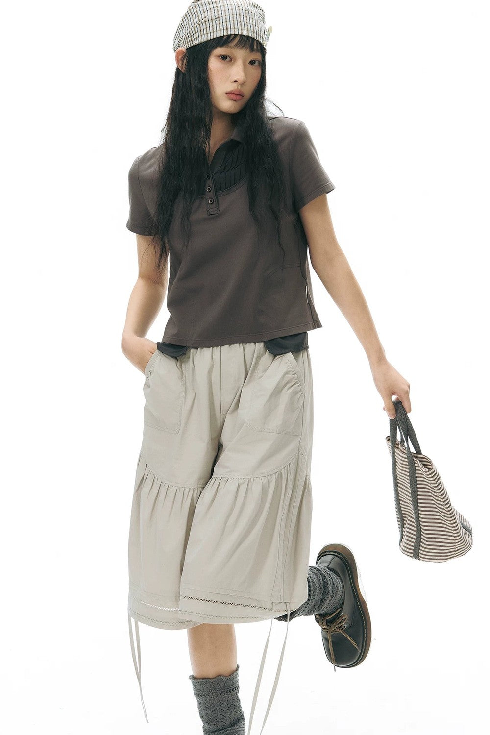 Lace Splicing Wide Leg Cropped Pants