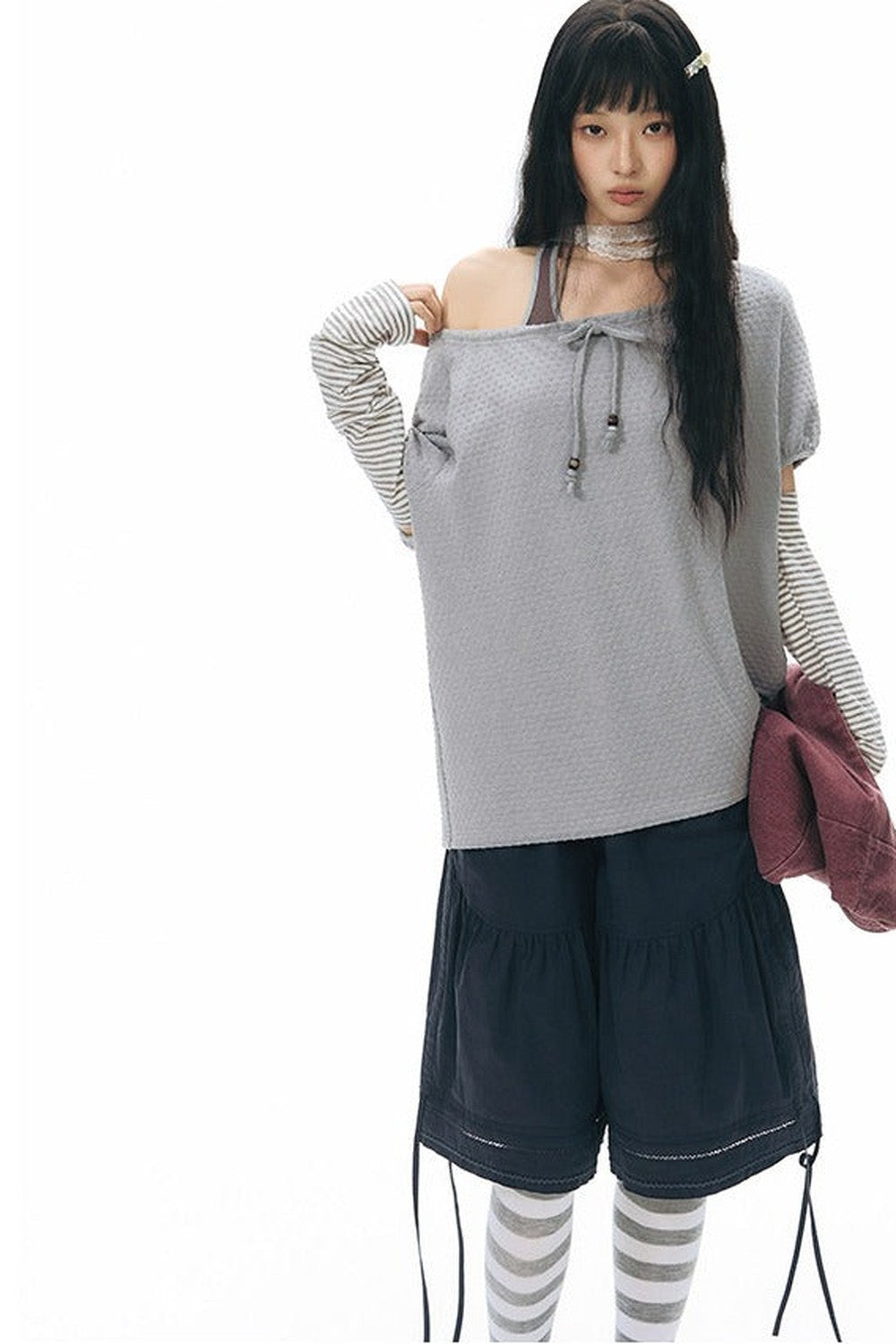 Lace Splicing Wide Leg Cropped Pants