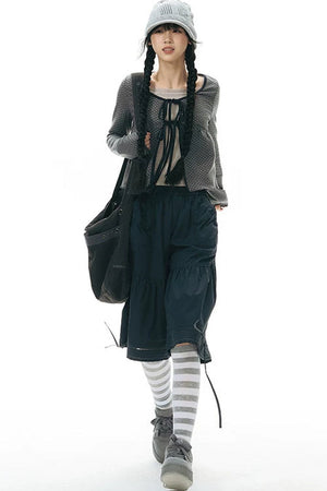 Lace Splicing Wide Leg Cropped Pants