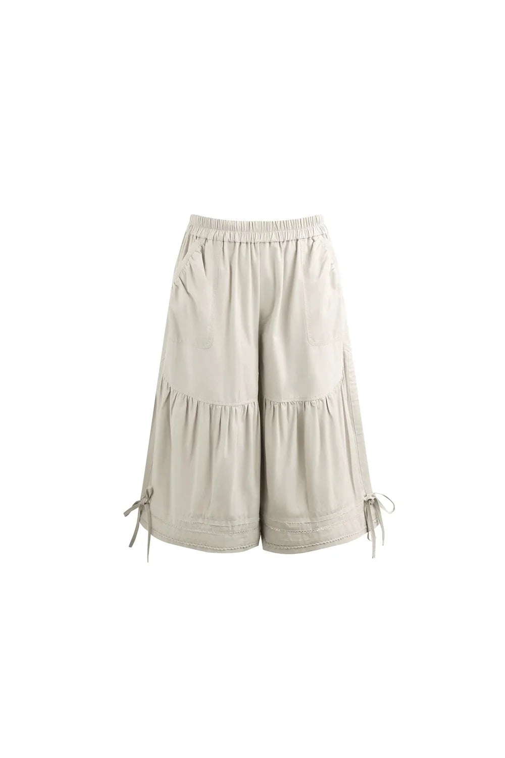 Lace Splicing Wide Leg Cropped Pants