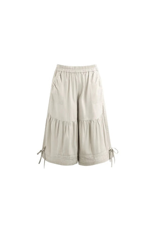 Lace Splicing Wide Leg Cropped Pants
