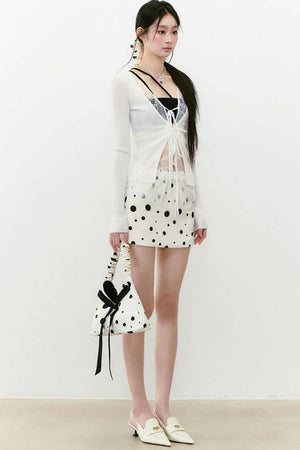 Lace Splicing Woolen Cardigan Top