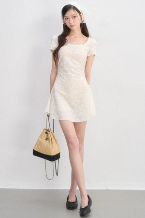 Lace Square-Neck Slim Dress