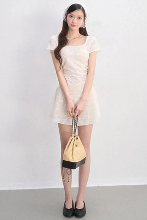 Lace Square-Neck Slim Dress
