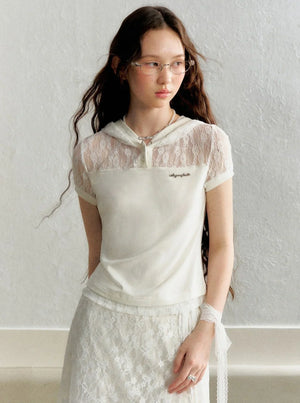 Lace Stitched Cap Short Sleeve T-Shirt