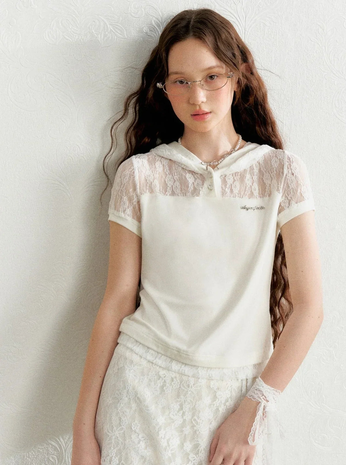 Lace Stitched Cap Short Sleeve T-Shirt