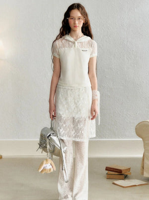 Lace Stitched Cap Short Sleeve T-Shirt