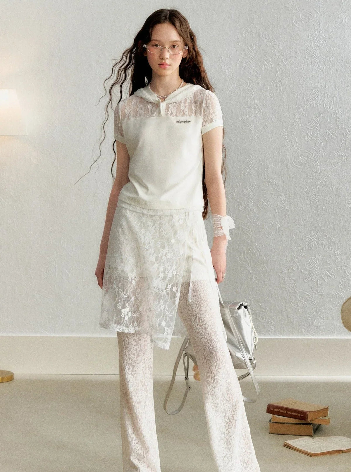 Lace Stitched Cap Short Sleeve T-Shirt