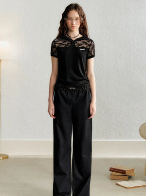 Lace Stitched Cap Short Sleeve T-Shirt