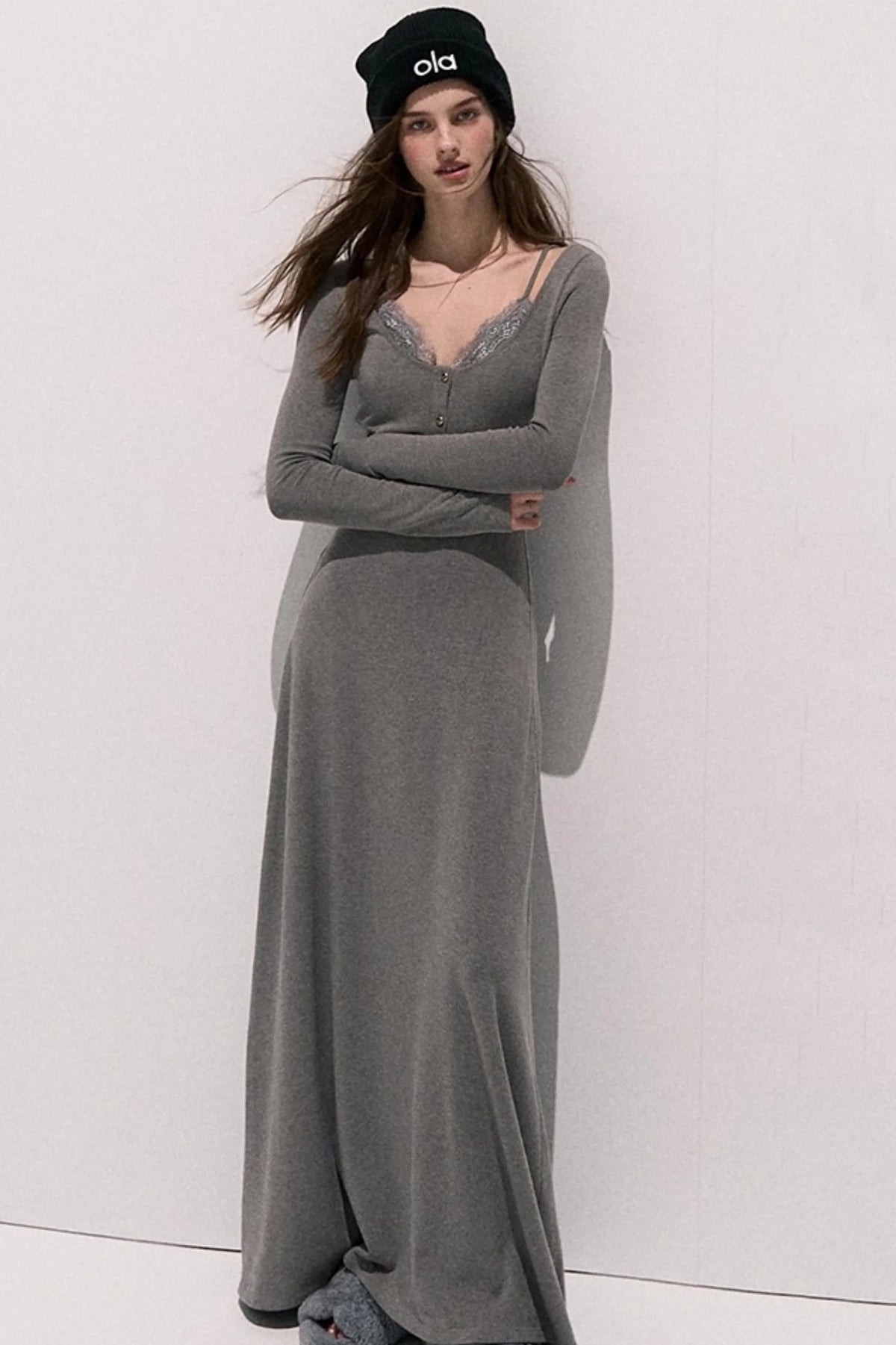 Lace Stitched Knit Waist Dress