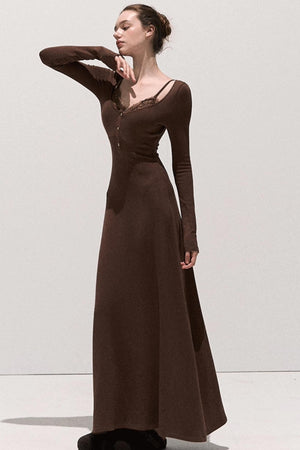 Lace Stitched Knit Waist Dress
