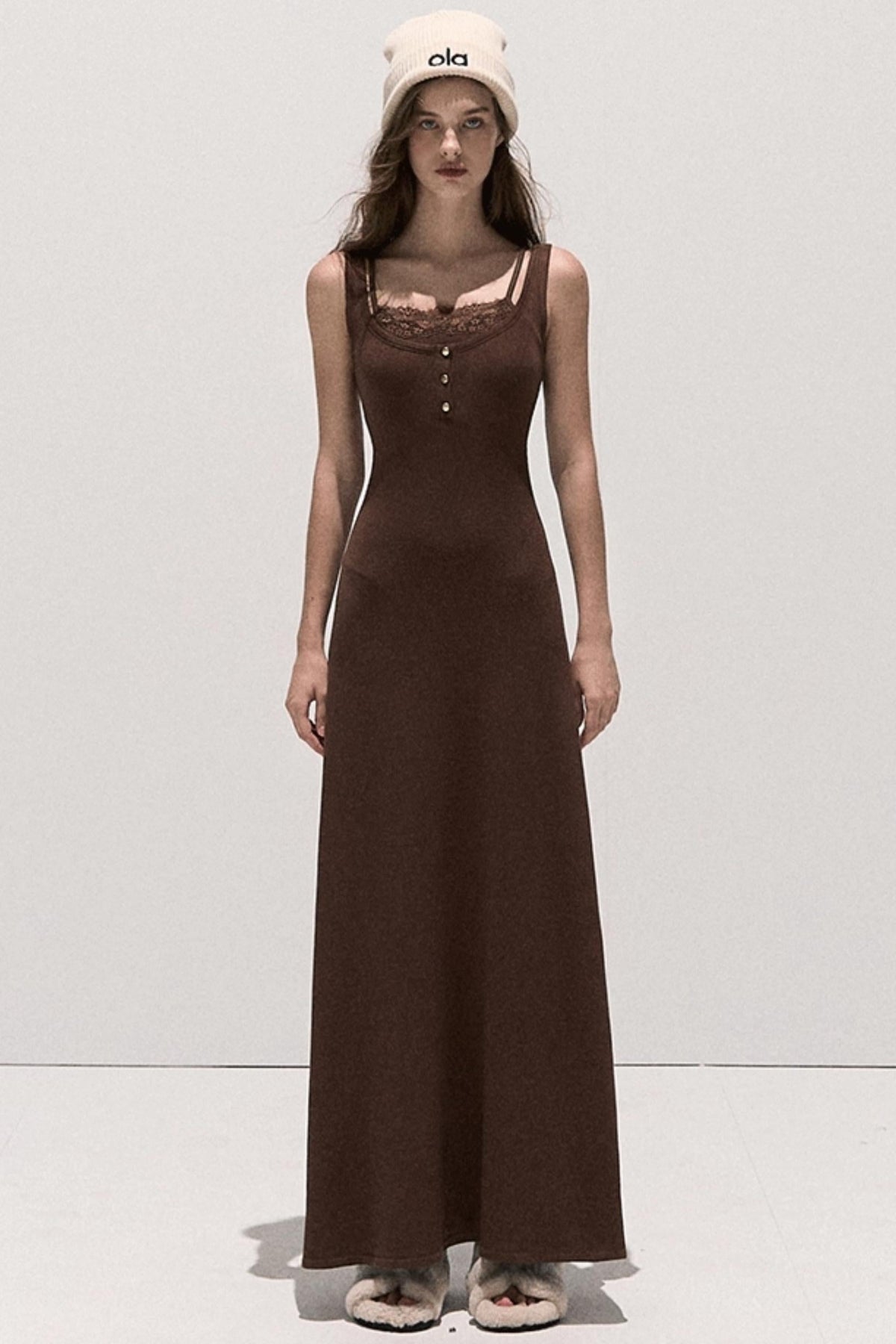 Lace Stitched Knit Waist Dress