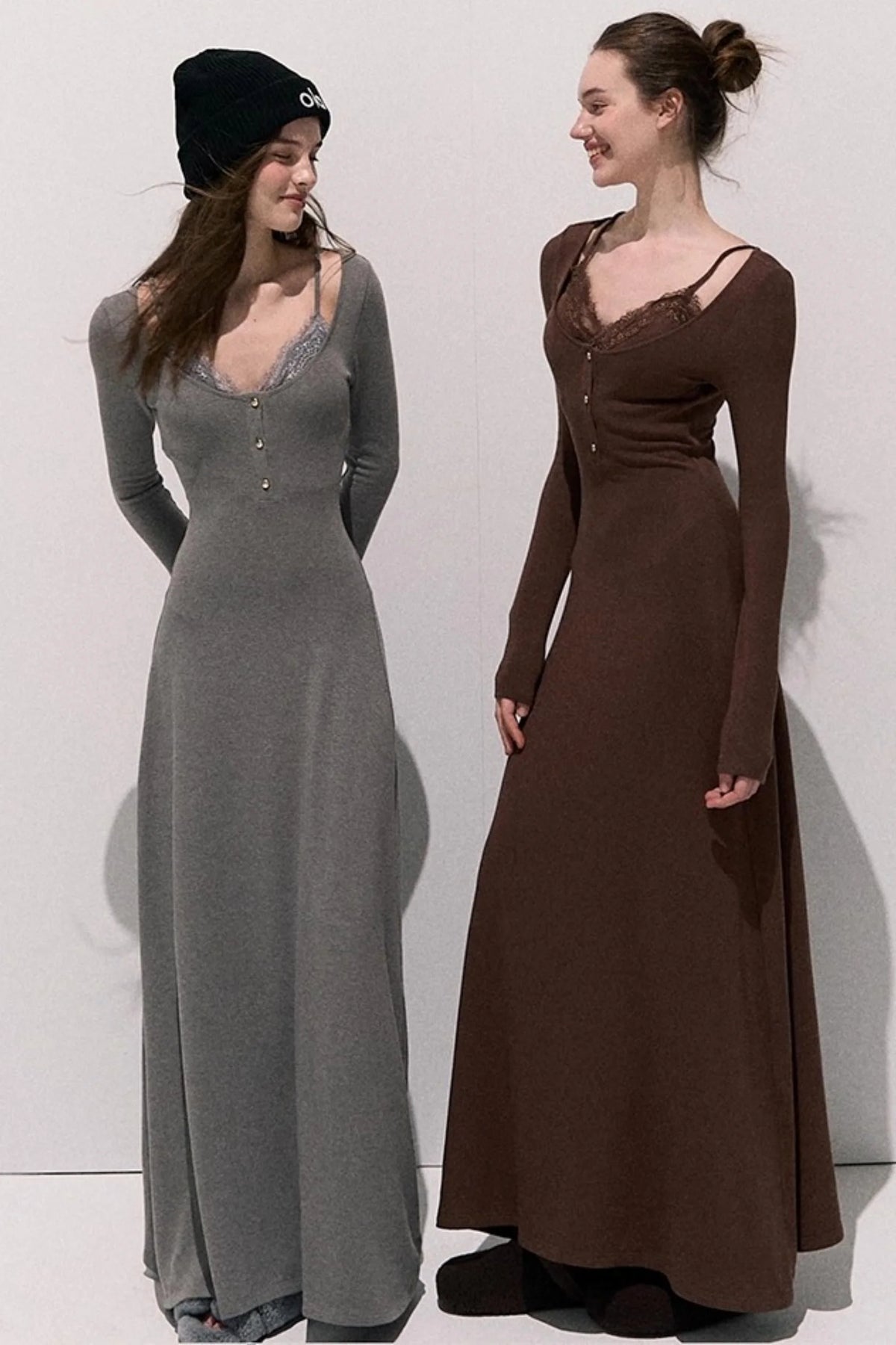 Lace Stitched Knit Waist Dress