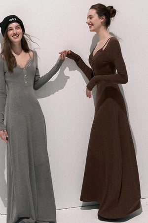 Lace Stitched Knit Waist Dress
