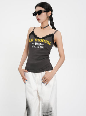 Lace Stitched Lettered Top