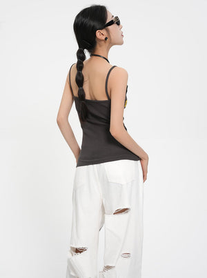Lace Stitched Lettered Top
