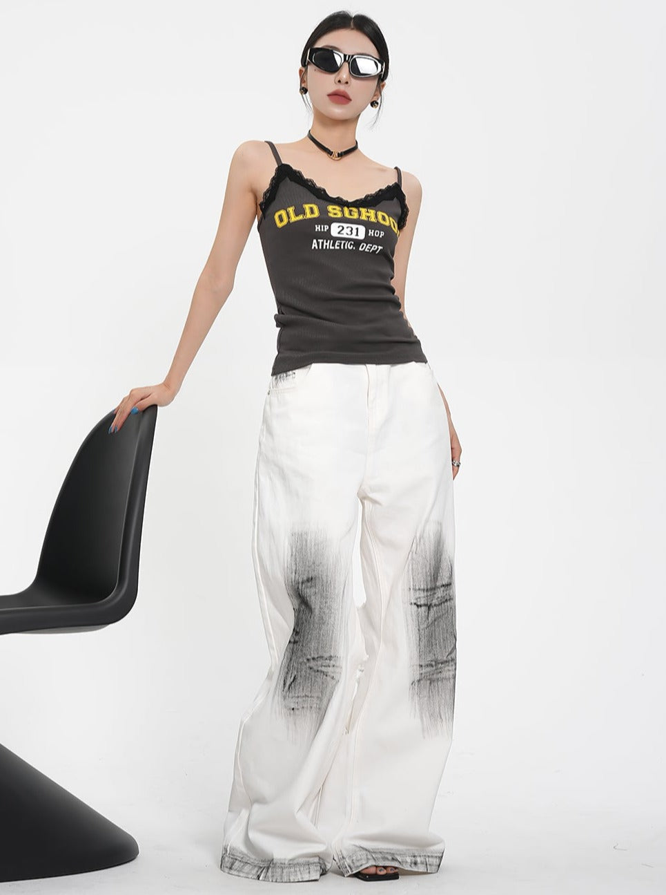 Lace Stitched Lettered Top