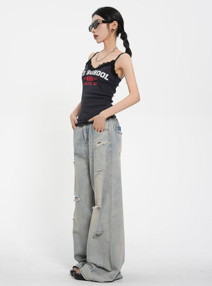 Lace Stitched Lettered Top